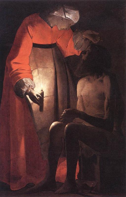 LA TOUR, Georges de Woman Catching Fleas oil painting image